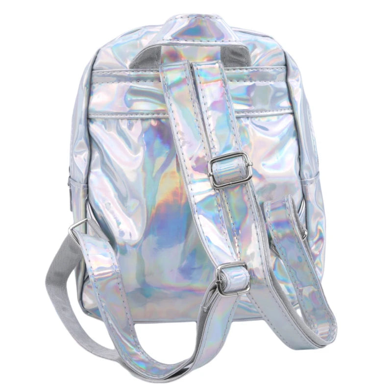 Silver Laser Backpack for Women Girls School Bag