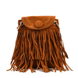 Nubuck Leather Tassel Mini Messenger Bag for Women