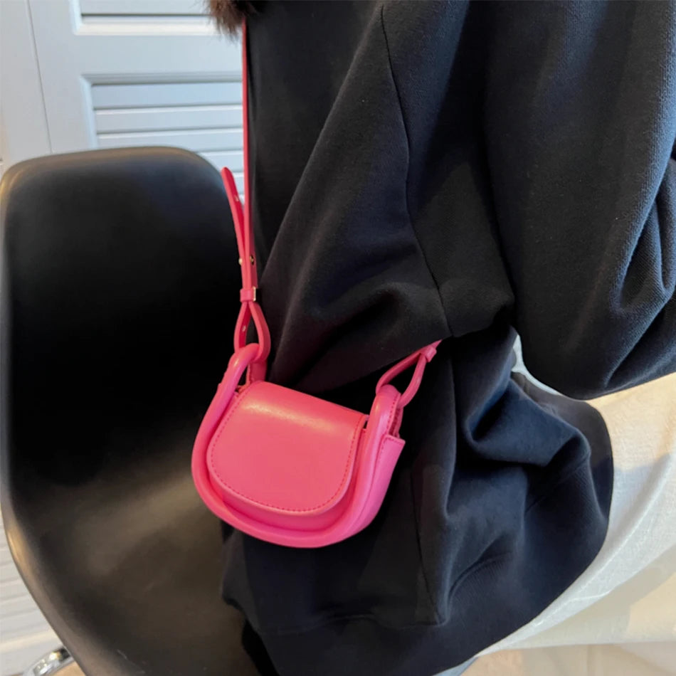 Mini PU Leather Women's Shoulder Saddle Bag Small Messenger Bag