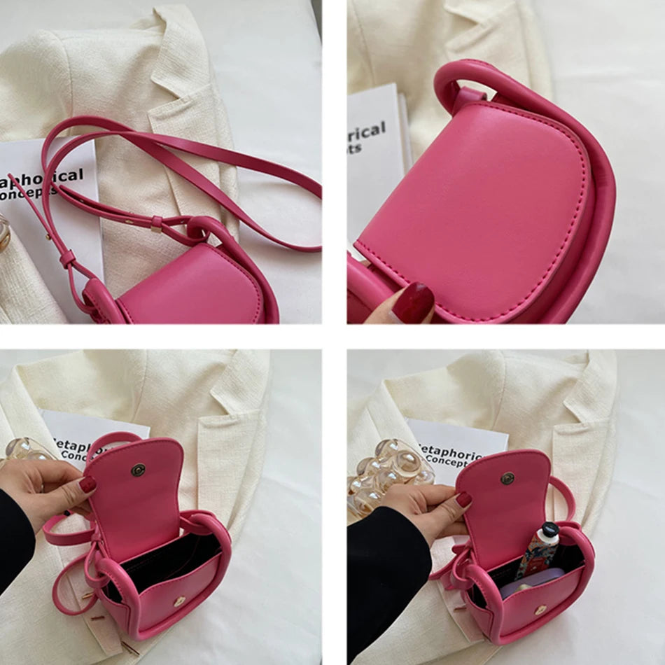 Mini PU Leather Women's Shoulder Saddle Bag Small Messenger Bag