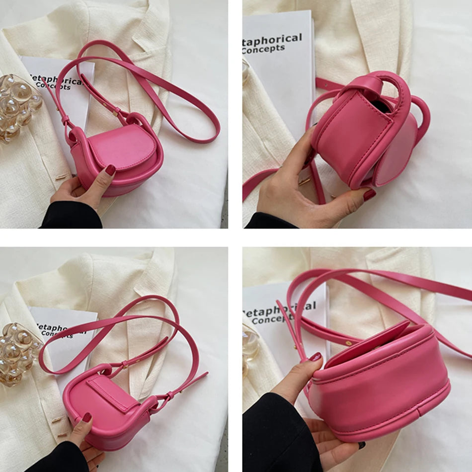 Mini PU Leather Women's Shoulder Saddle Bag Small Messenger Bag