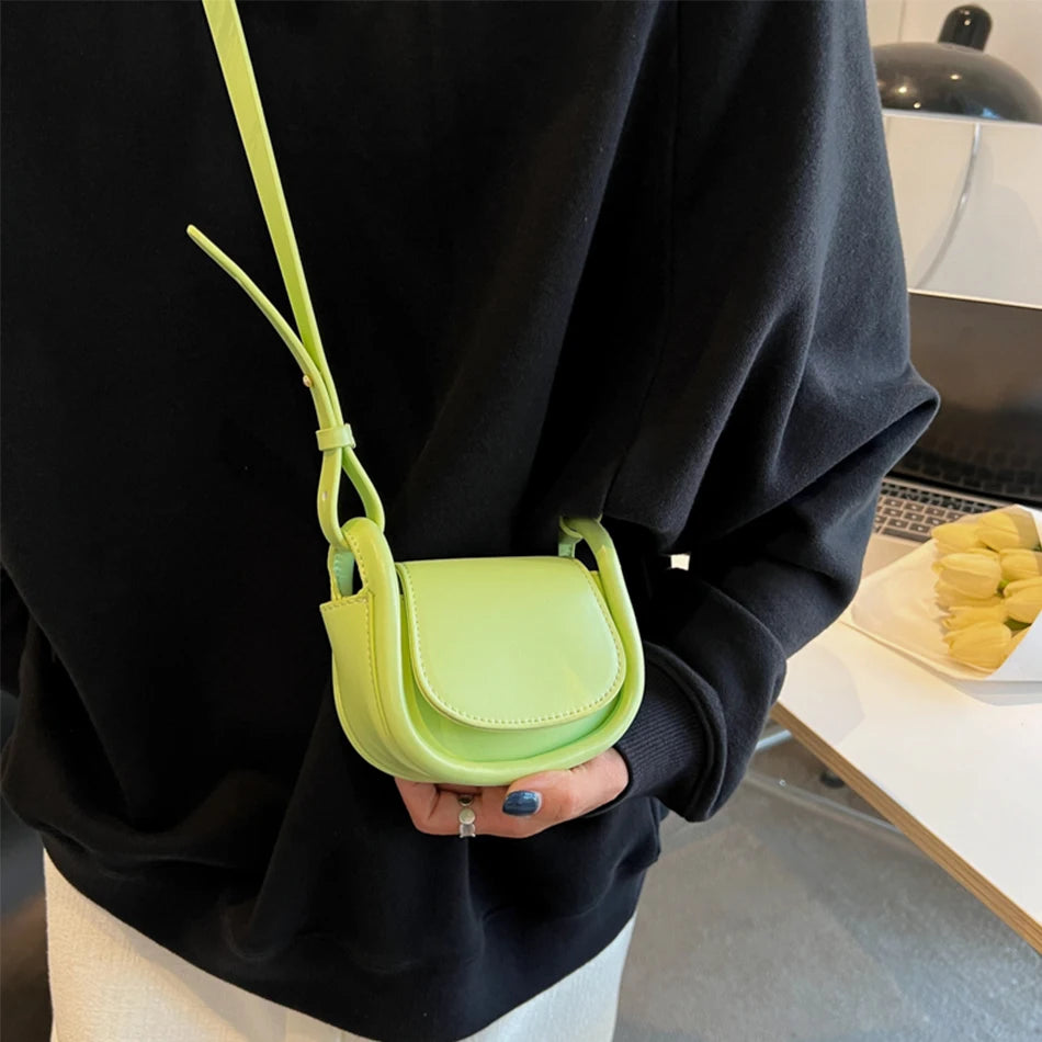 Mini PU Leather Women's Shoulder Saddle Bag Small Messenger Bag