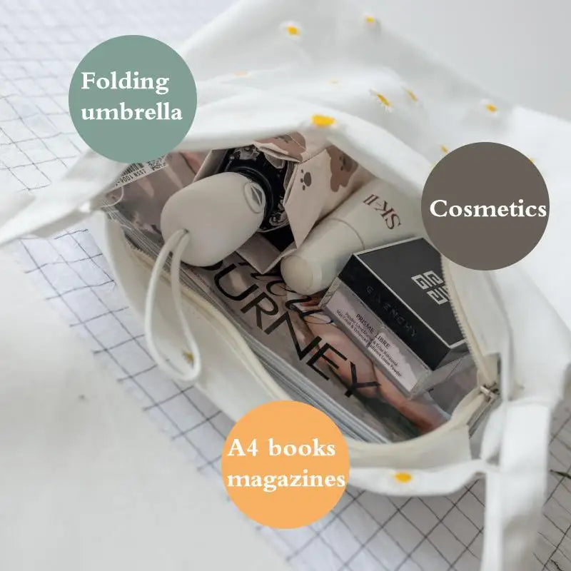 Embroidered Mini Shoulder Bag with Daisies