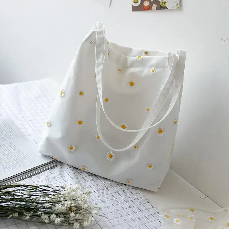Embroidered Mini Shoulder Bag with Daisies