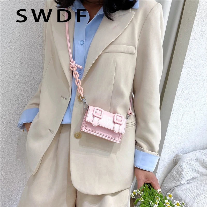 Small Messenger Bag For Women Yellow Chain Purse Crossbody Handbag