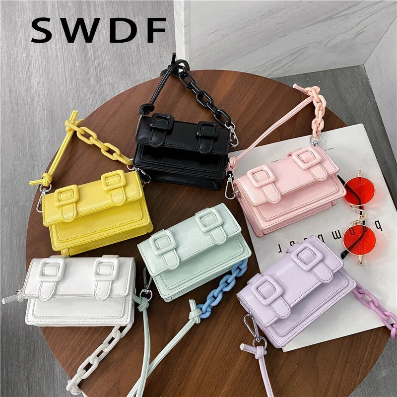 Small Messenger Bag For Women Yellow Chain Purse Crossbody Handbag