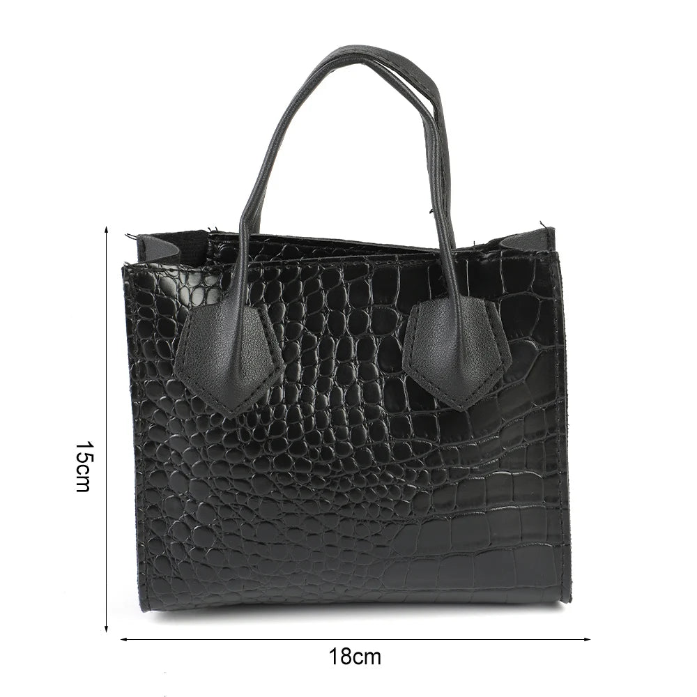 Mini Square Flap Bag High PU Leather Women's Handbag Crocodile Pattern Chain Sho