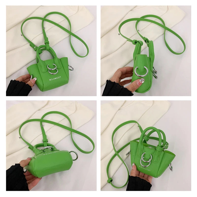 Mini Trapeze Women's Tote Bag Leather Tiny Shoulder Bag Chain Crossbody Handbag