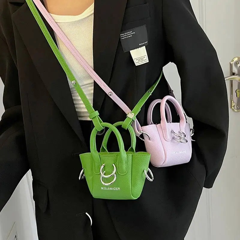 Mini Trapeze Women's Tote Bag Leather Tiny Shoulder Bag Chain Crossbody Handbag