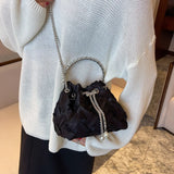 Mini Weave Bucket Bag Personalized Cloth Crossbody Chain Small Green