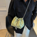 Mini Weave Bucket Bag Personalized Cloth Crossbody Chain Small Green