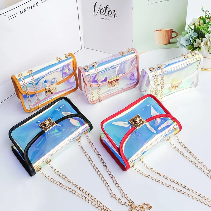 Mini Laser Crossbody Bag PVC Jelly Small Tote Messenger Candy Colors B