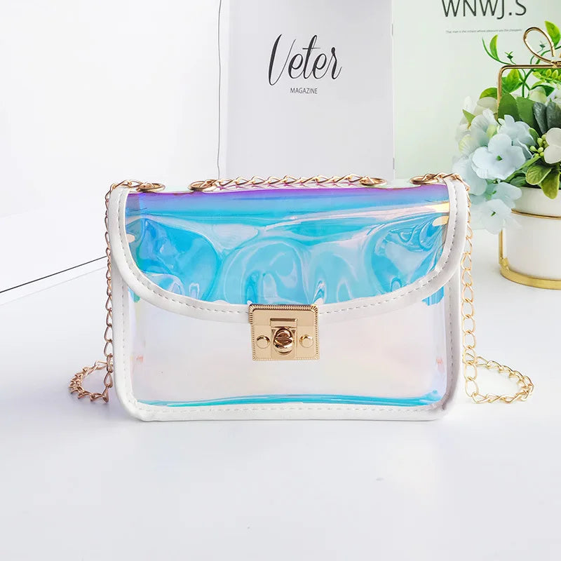 Mini Laser Crossbody Bag PVC Jelly Small Tote Messenger Candy Colors B