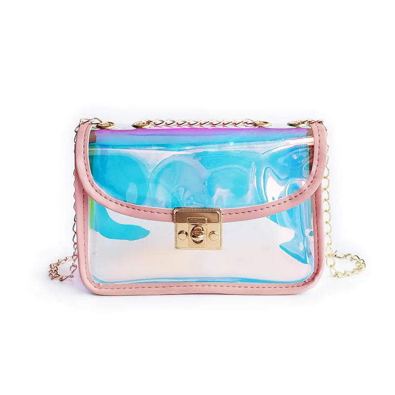 Mini Laser Crossbody Bag PVC Jelly Small Tote Messenger Candy Colors B