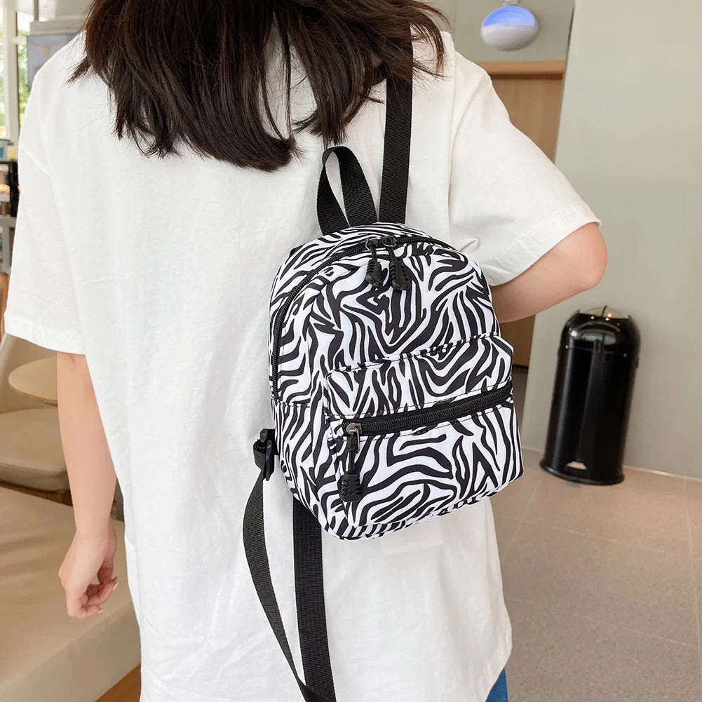 Printed Nylon Women's Mini Backpack School Bag for Girls