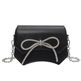 Rhinestone Bow Mini Messenger Bag Chain Shoulder Handbag