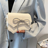 Rhinestone Bow Mini Messenger Bag Chain Shoulder Handbag