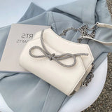 Rhinestone Bow Mini Messenger Bag Chain Shoulder Handbag