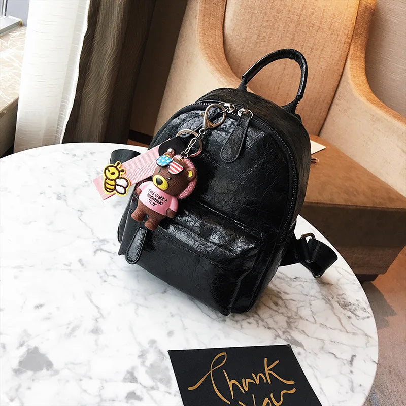 Cute Bear Pendant Shoulder Bag for Students Y359