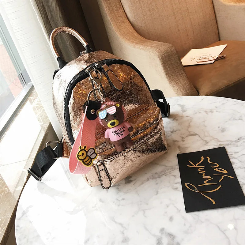 Cute Bear Pendant Shoulder Bag for Students Y359