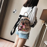 Cute Bear Pendant Shoulder Bag for Students Y359