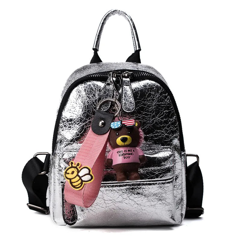 Cute Bear Pendant Shoulder Bag for Students Y359
