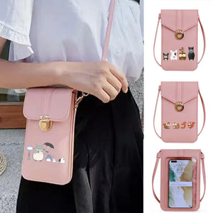 Cartoon Print Leather Mobile Phone Bag Wallet