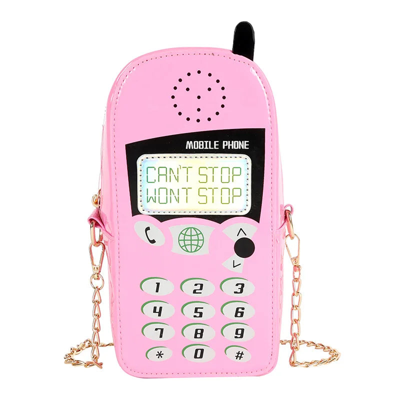 Reflective Crossbody Bag Mobile Phone Shape Chain Girls Shoulder Clutch Bag