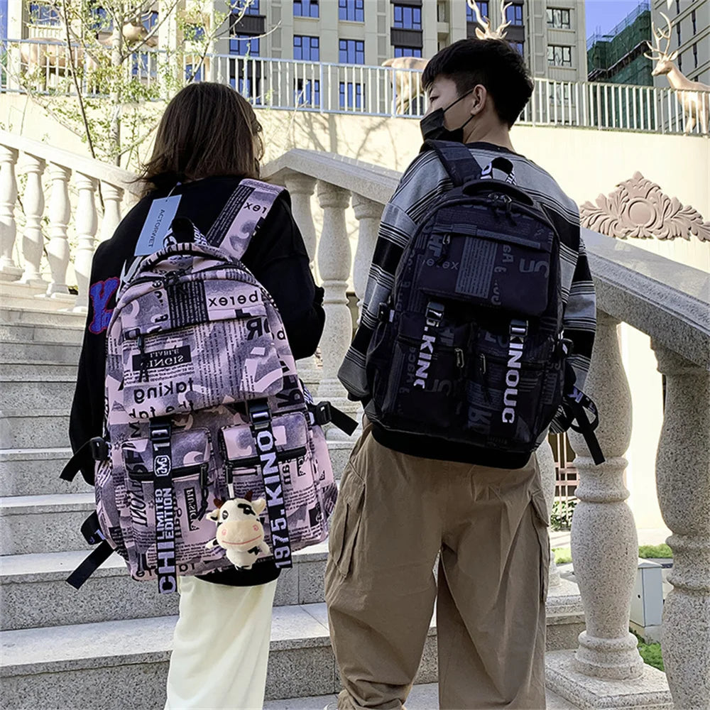 Anime School Bag for Boys Girls Large Capacity School Backpack