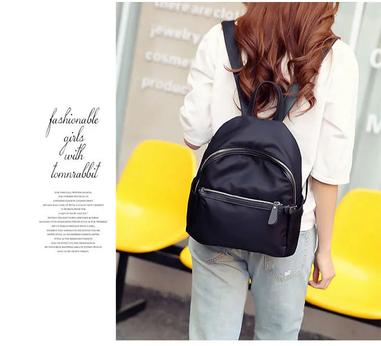 Green Nylon Women's Backpack Water-proof Travel Rucksack