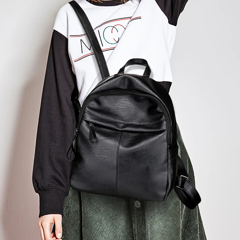 Faux Leather Large Capacity Travel Backpack for Women