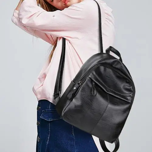 Faux Leather Large Capacity Travel Backpack for Women