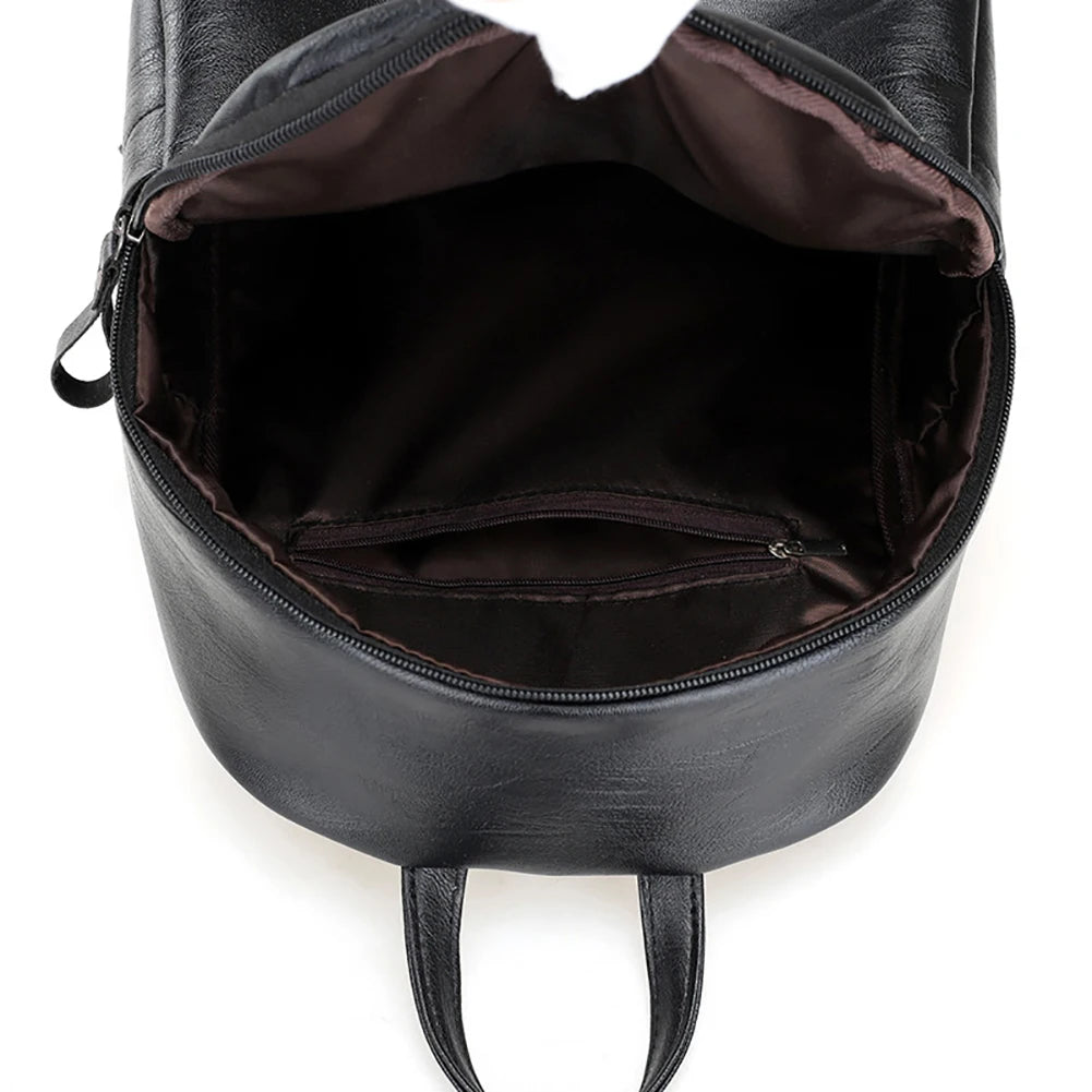 Faux Leather Large Capacity Travel Backpack for Women