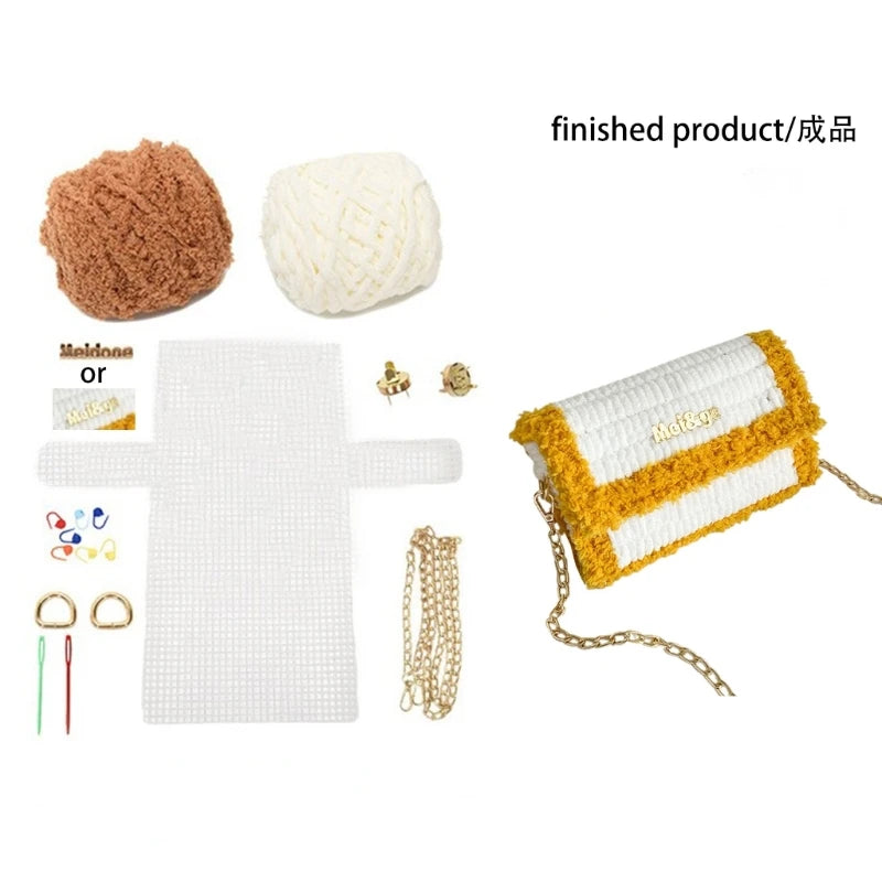 DIY Weaving Bag Kit Mesh Cloth Wool Material Set