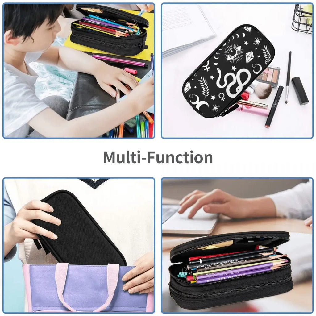 Witch Occult Symbols Pen Box Anime Zipper Pen Bag Child Stationery Bag Gift