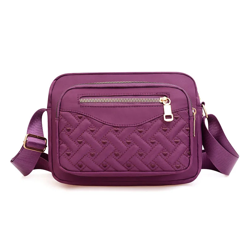 Mommy Bag Embroidered Thread Lingge Shoulder Handbag