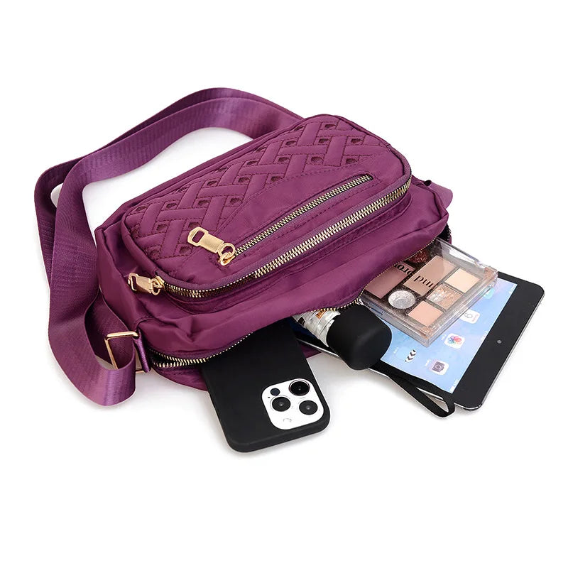 Mommy Bag Embroidered Thread Lingge Shoulder Handbag