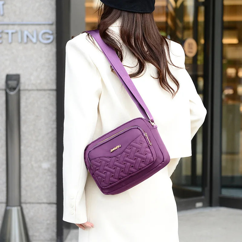 Mommy Bag Embroidered Thread Lingge Shoulder Handbag