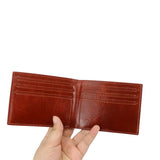 Monogrammed Cow Leather Men Bifold Card Wallet Waxy Oil Leather Short Wallet