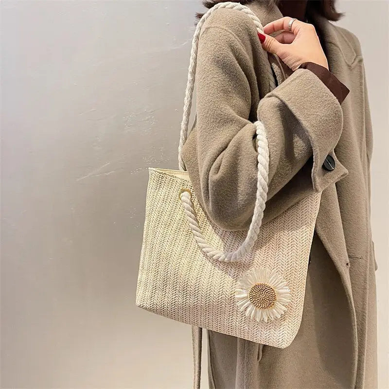 Mori-girl Shoulder Bags Women Underarm Large Capacity Totes Flower Handbags