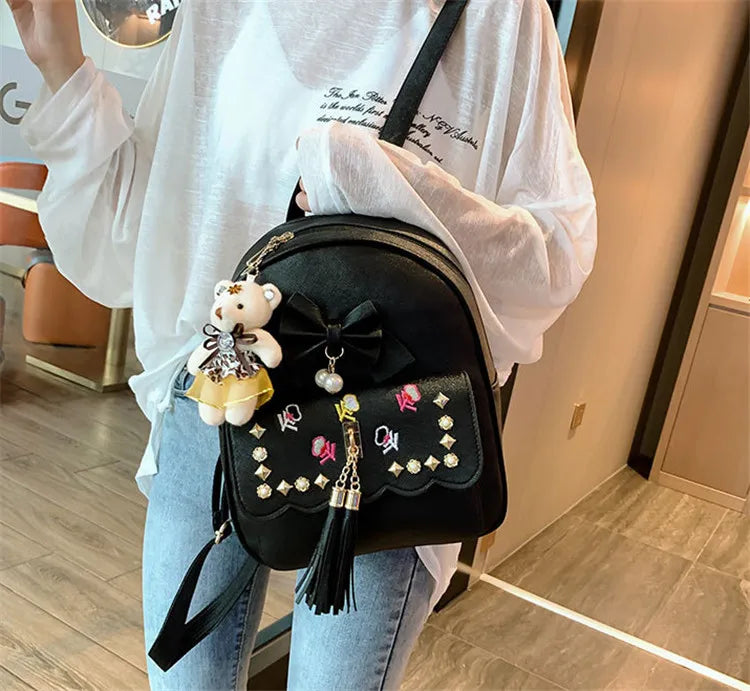 Waterproof Kids Backpack Bow Fringed Backpack
