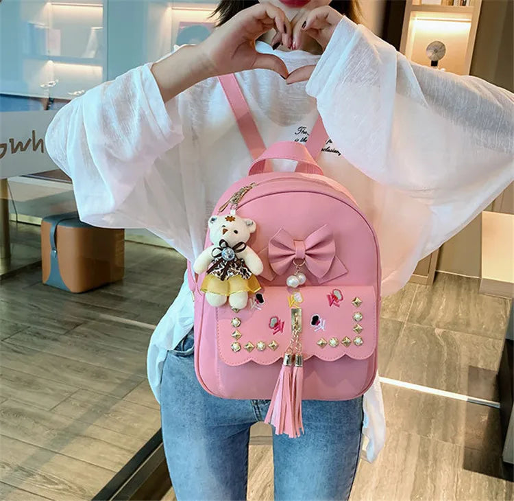 Waterproof Kids Backpack Bow Fringed Backpack