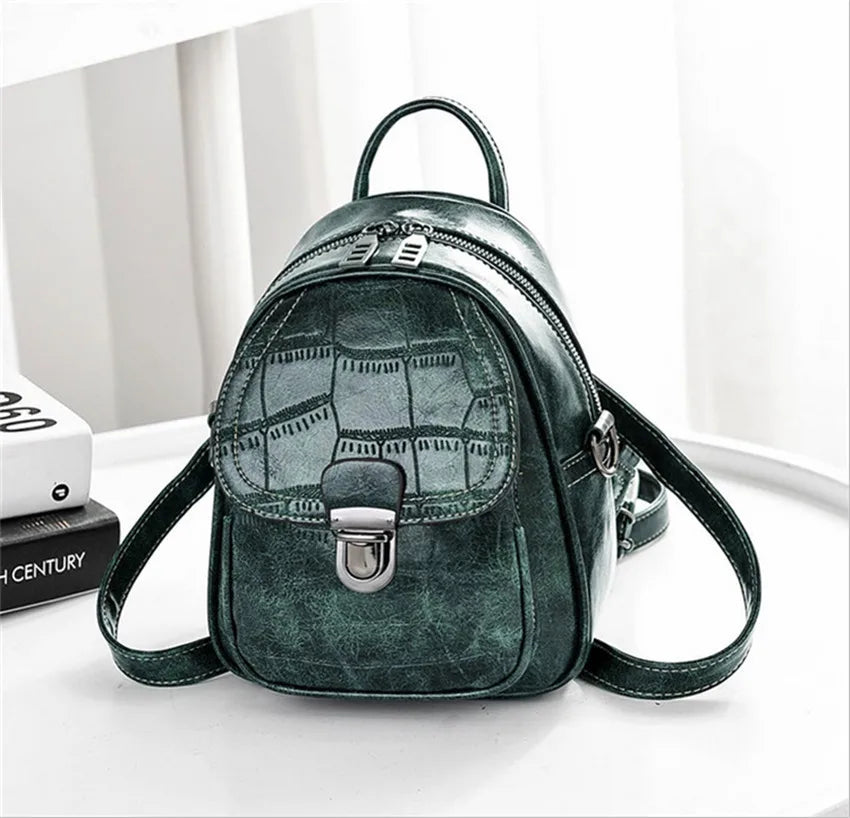 Crocodile Print Small Backpack Multi-Functional