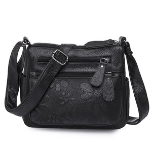 Flower Leather Handbag Shoulder Messenger Bag