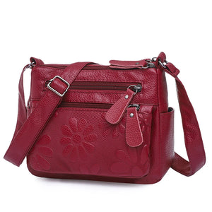Flower Leather Handbag Shoulder Messenger Bag