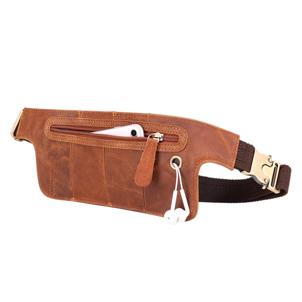 Leather Men's Pockets Retro Sports Waist Chest Bag