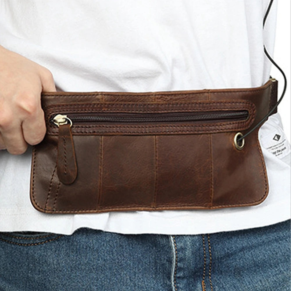 Leather Men's Pockets Retro Sports Waist Chest Bag