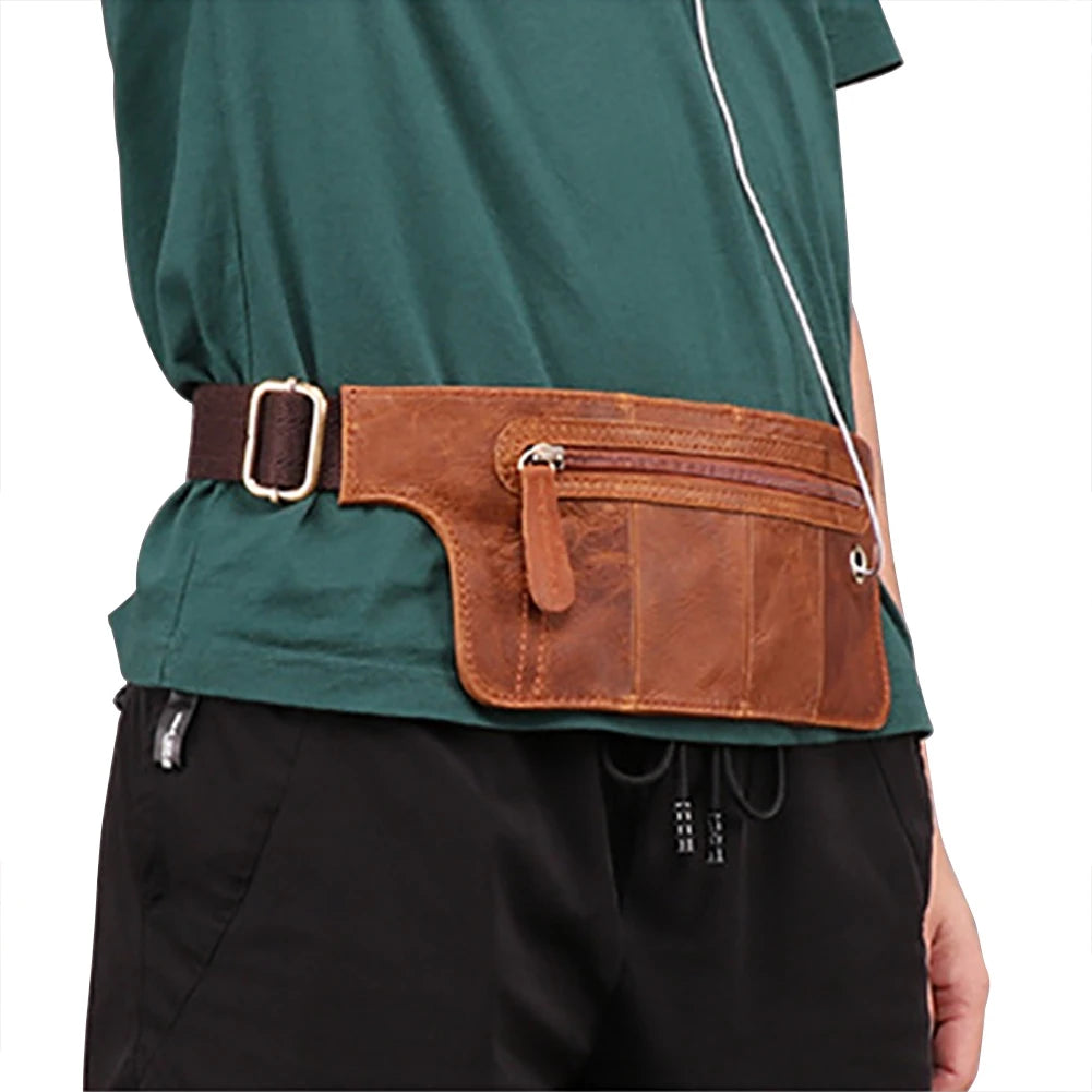 Leather Men's Pockets Retro Sports Waist Chest Bag