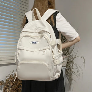 Multi-Pocket Nylon Woman Backpack Casual Student Rucksack High Capacity