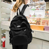 Multi-Pocket Nylon Woman Backpack Casual Student Rucksack High Capacity